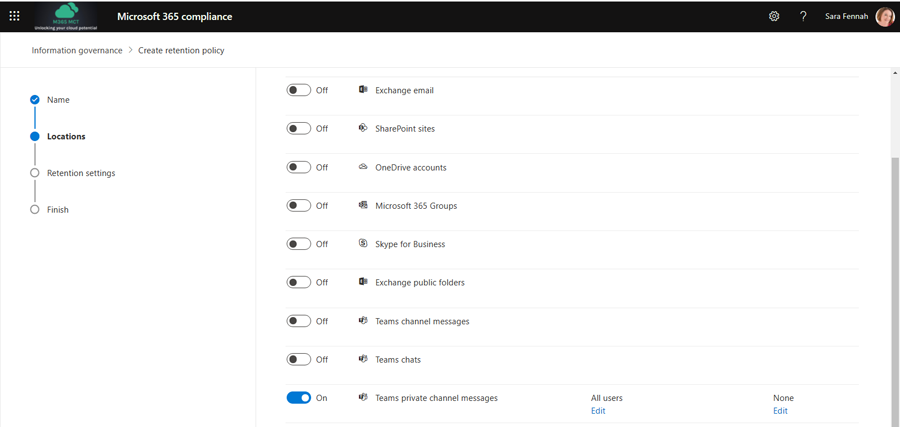 Retention Policies for Microsoft Teams Private Channels